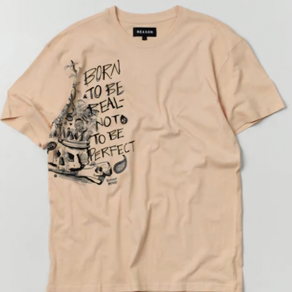 Reason Brand Born To Be Real Not To Be Perfect Khaki Graphic Tee XXL NWT BA-2805